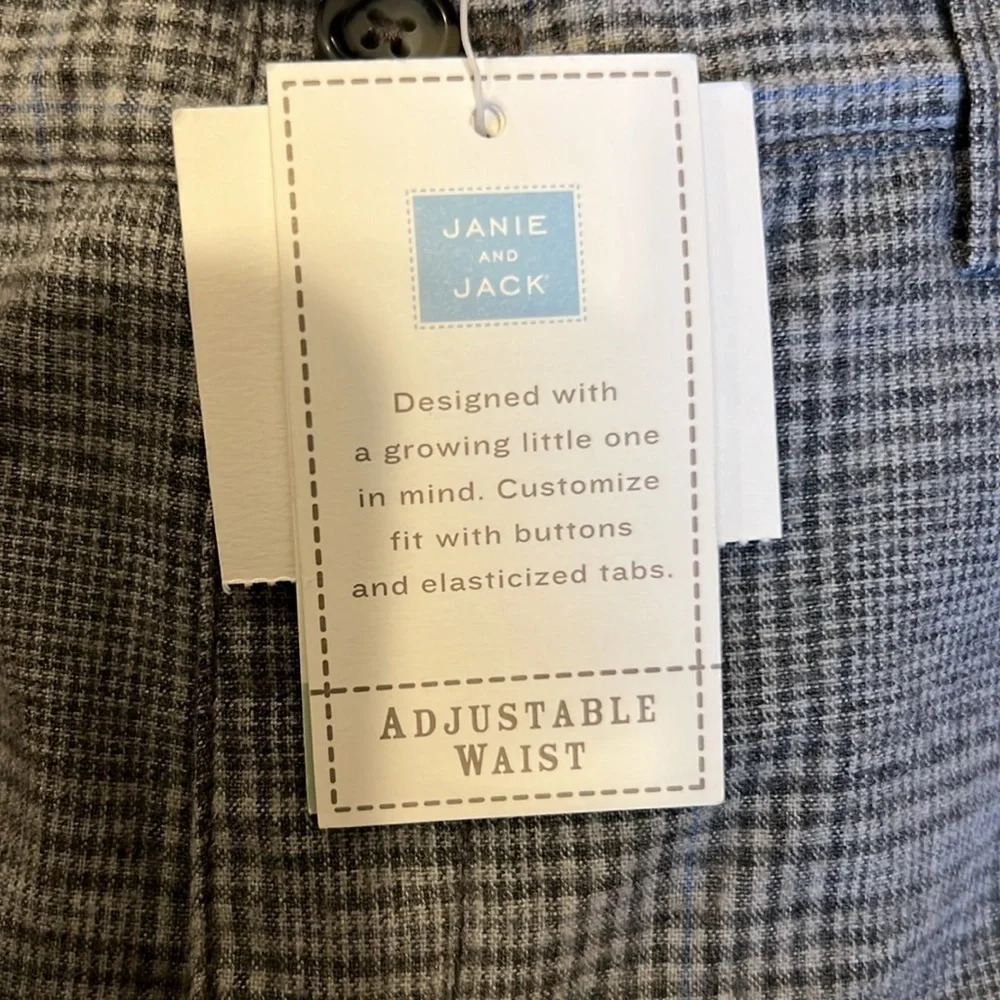 NWT Janie & Jack Gray Plaid Trousers Italian Wool